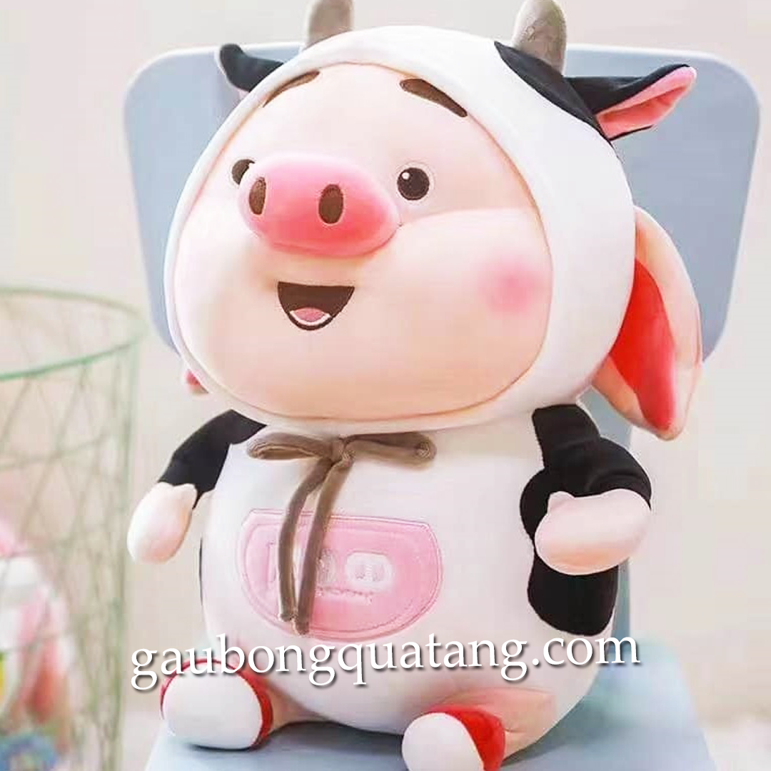 Gấu Bông Heo Tiktok Cosplay Bò Sữa Bông.