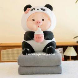 Gấu Bông Heo Ôm BS Kèm Mềm 2in1 Cosplay Panda